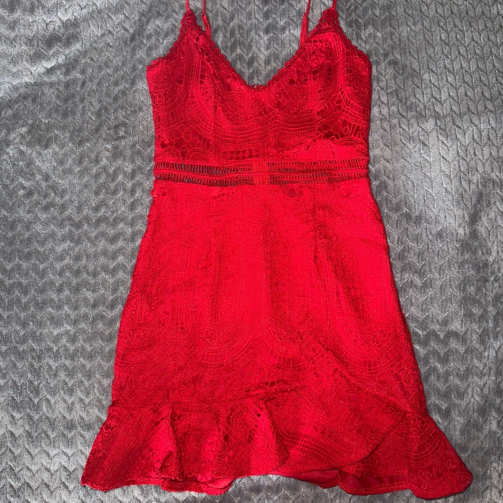 Red Lace Sleeveless Dress